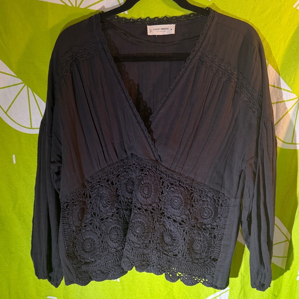Lucky Brand Black Lace Blouse M